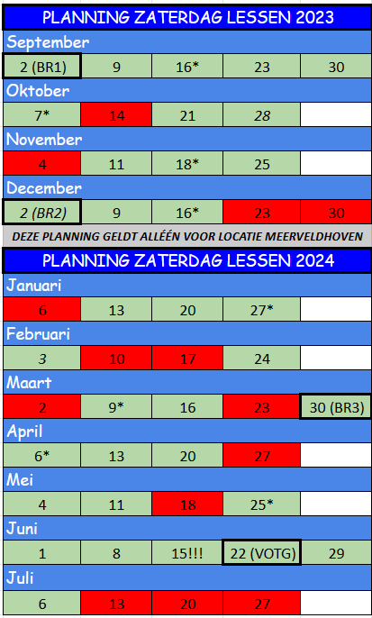 Planning Voetjebal Meerveldhoven